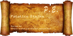 Patatics Etelka névjegykártya